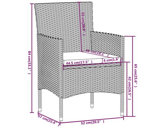 Set mobilier de grădină, 3 piese, gri, poliratan, 8 image