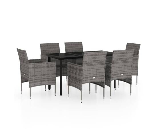 Set mobilier de grădină, cu perne, 7 piese, gri și negru, 2 image