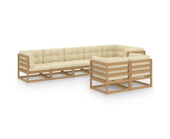 Set mobilier de grădină cu perne, 8 piese, lemn masiv pin, 2 image