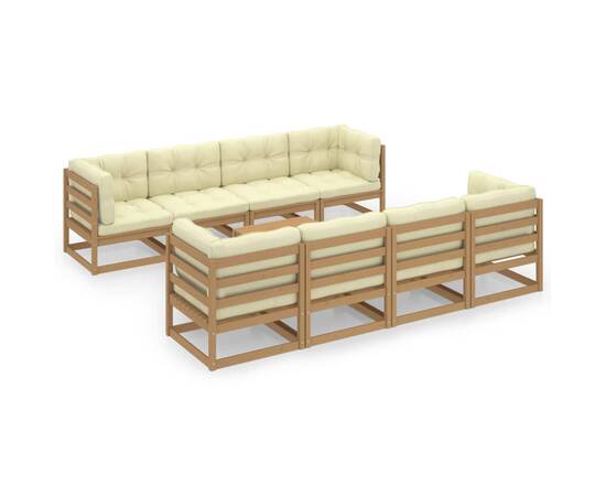 Set mobilier de grădină cu perne, 9 piese, lemn masiv de pin, 2 image