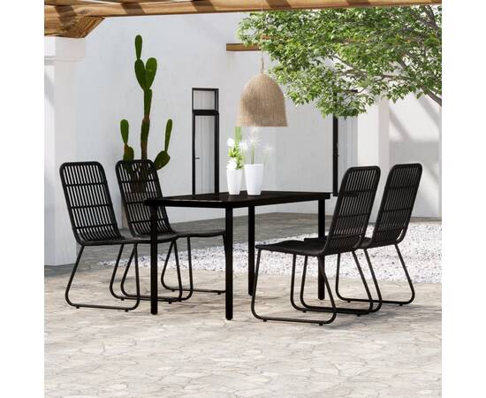 Set mobilier pentru grădină, 5 piese, negru