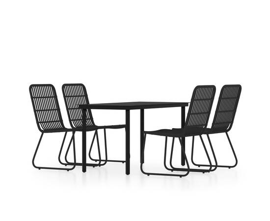 Set mobilier pentru grădină, 5 piese, negru, 2 image