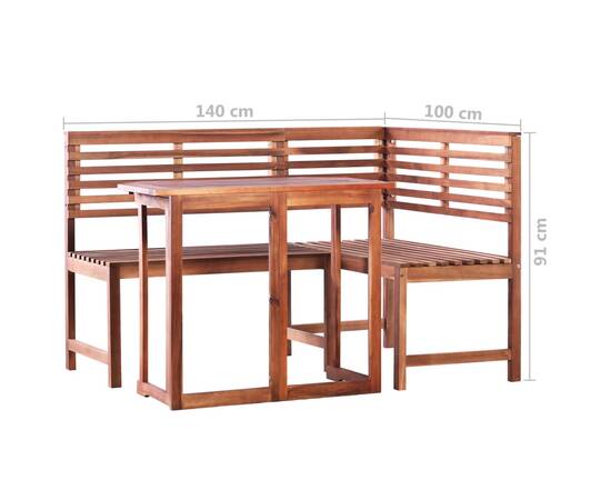 Set mobilier bistro, 2 piese, lemn masiv de acacia, 8 image