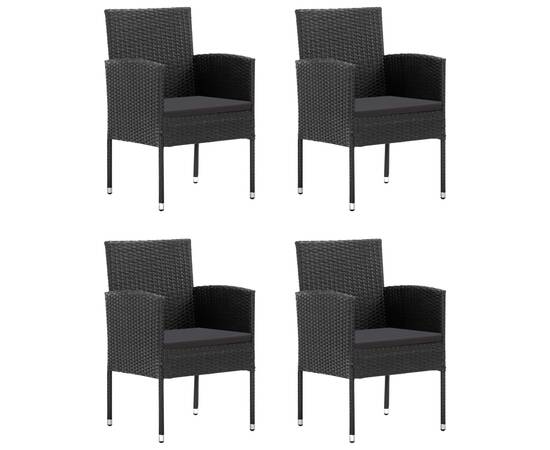 Set mobilier de grădină, 5 piese, negru, poliratan, 3 image