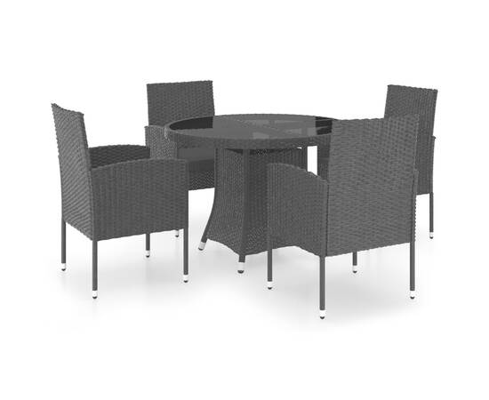 Set mobilier de grădină, 5 piese, negru, poliratan, 2 image