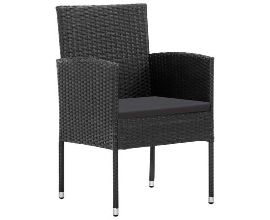 Set mobilier de grădină, 5 piese, negru, poliratan, 4 image