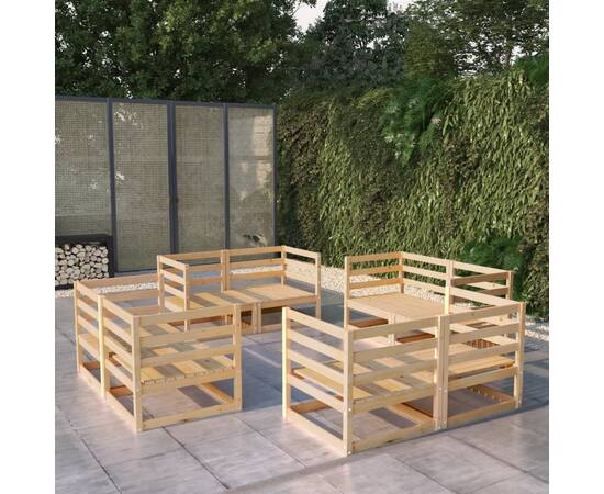 Set mobilier de grădină, 8 piese, lemn masiv de pin
