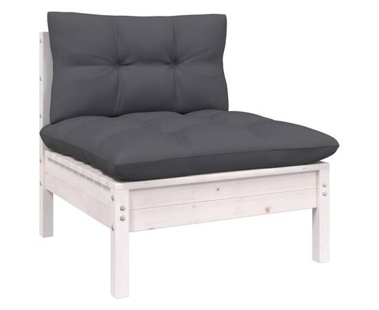 Set mobilier de grădină cu perne, 13 piese, antracit, lemn pin, 6 image