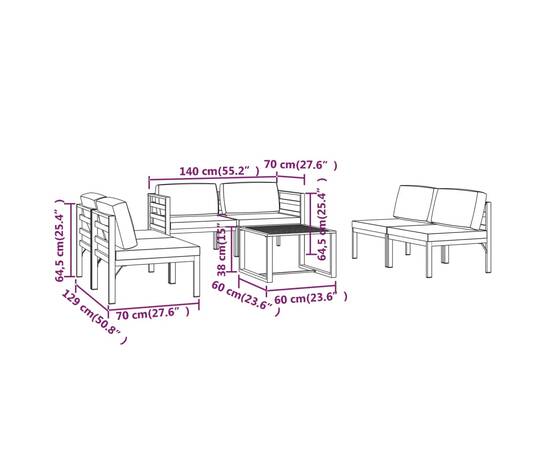 Set mobilier de grădină cu perne, 7 piese, antracit, aluminiu, 9 image