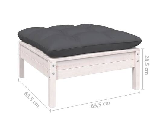 Set mobilier grădină cu perne, 10 piese, alb, lemn de pin, 9 image