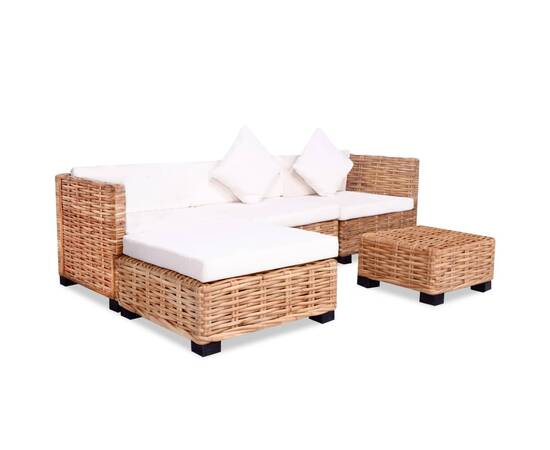 Set mobilier cu canapea 14 piese, culoare naturală, ratan