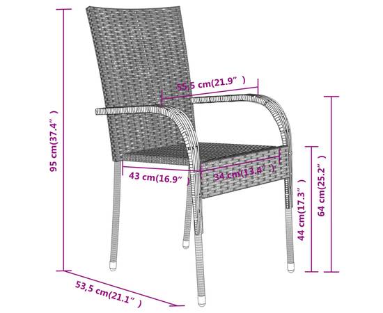 Set mobilier de grădină, 5 piese, negru, 8 image