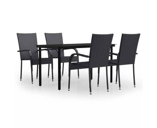 Set mobilier de grădină, 5 piese, negru, 2 image