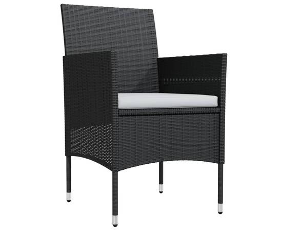 Set mobilier de grădină cu perne, 5 piese, negru, 3 image