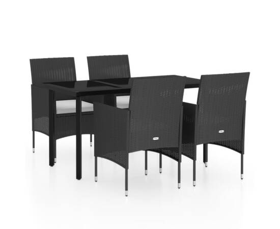 Set mobilier de grădină cu perne, 5 piese, negru, 2 image