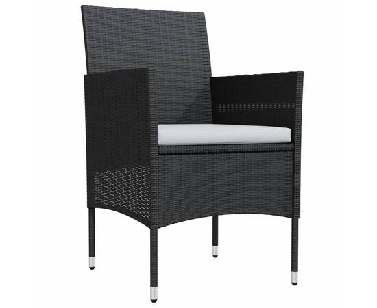 Set mobilier de grădină cu perne, 5 piese, negru, 4 image