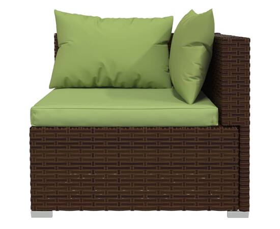 Canapea cu 2 locuri, cu perne, maro, poliratan, 6 image