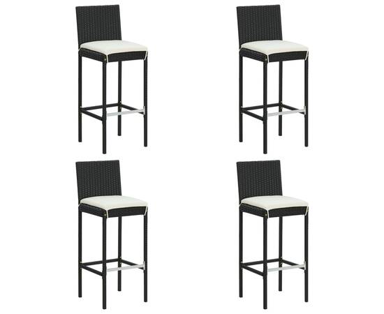 Set mobilier bar de exterior cu perne 5 piese, negru, poliratan, 3 image