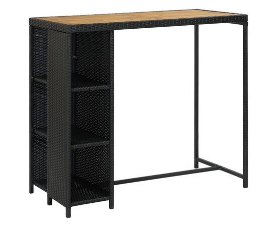 Set mobilier bar de grădină cu perne, 5 piese, negru, poliratan, 2 image