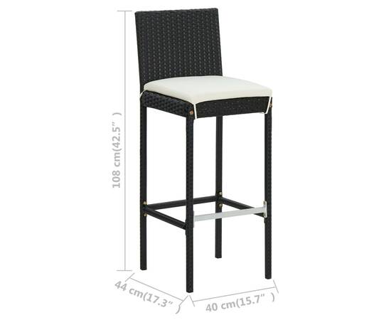 Set mobilier bar de grădină cu perne, 5 piese, negru, poliratan, 9 image