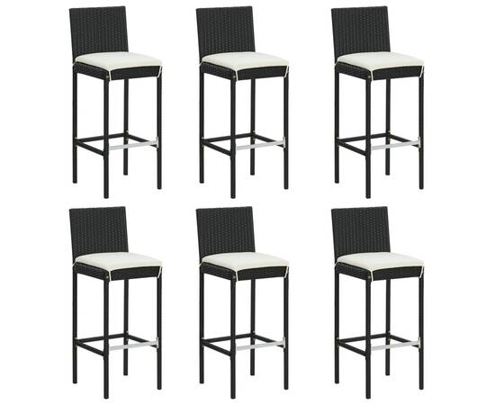 Set mobilier bar de grădină cu perne, 7 piese, negru, 8 image