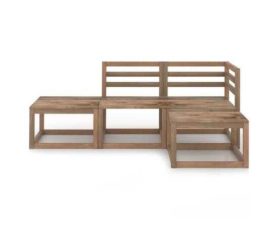 Set mobilier de grădină, 4 piese, maro, lemn de pin tratat, 2 image