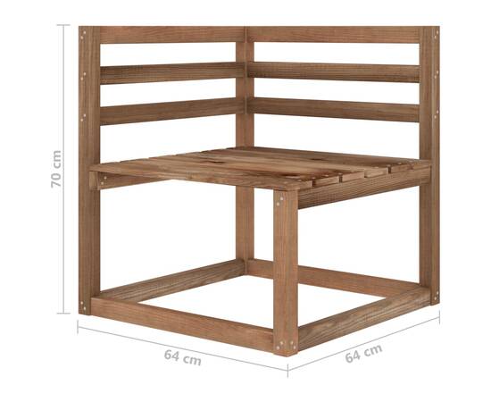 Set mobilier de grădină, 4 piese, maro, lemn de pin tratat, 9 image