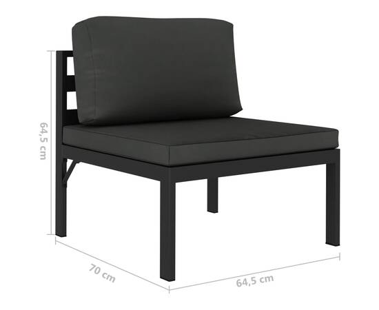 Set mobilier de grădină cu perne, 3 piese, antracit, aluminiu, 5 image