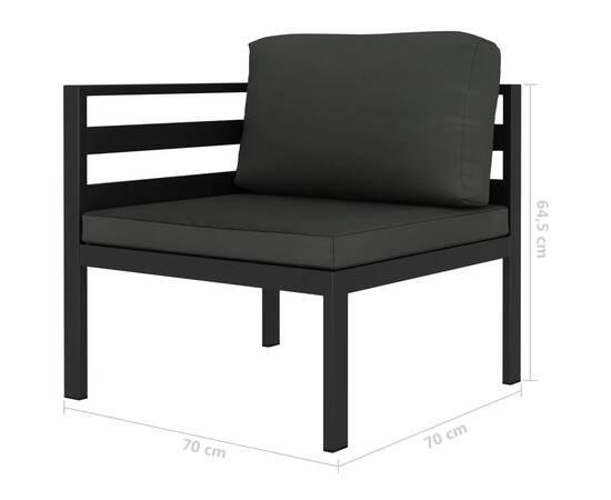 Set mobilier de grădină cu perne, 3 piese, antracit, aluminiu, 4 image