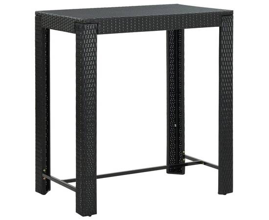 Set mobilier bar de exterior cu perne, 7 piese, negru poliratan, 7 image