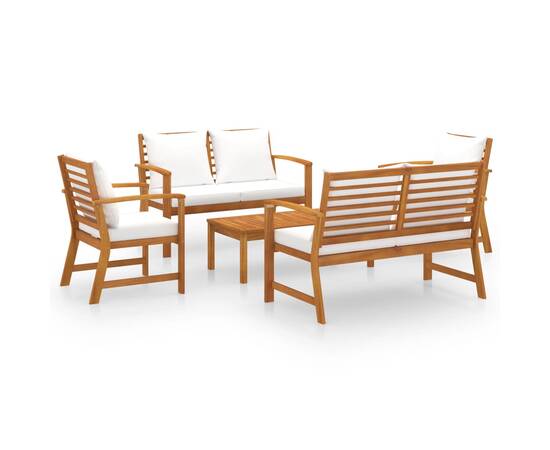 Set mobilier de grădină cu perne, 5 piese, lemn masiv de acacia, 2 image