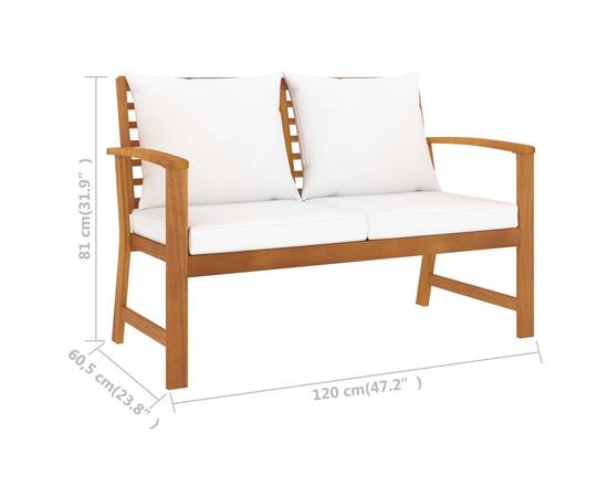 Set mobilier de grădină cu perne, 5 piese, lemn masiv de acacia, 10 image