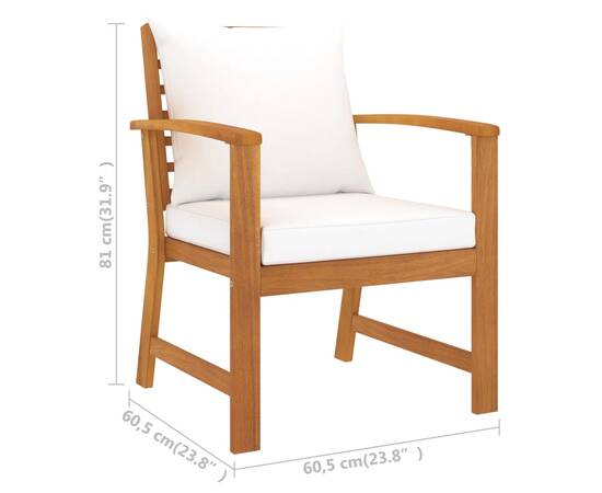 Set mobilier de grădină cu perne, 5 piese, lemn masiv de acacia, 11 image