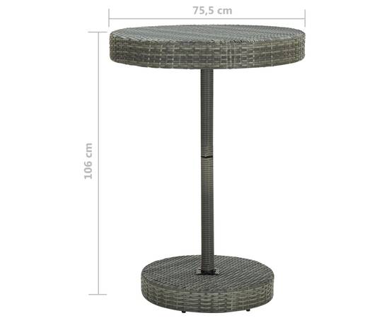 Set mobilier bar de grădină cu perne, 5 piese, gri, poliratan, 9 image