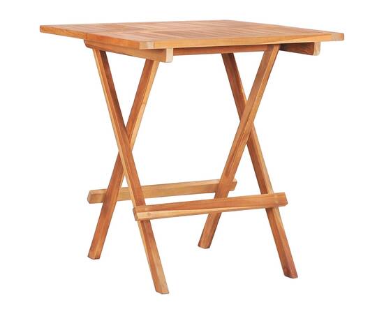 Set mobilier de bistro cu perne gri, 3 piese, lemn masiv de tec, 3 image