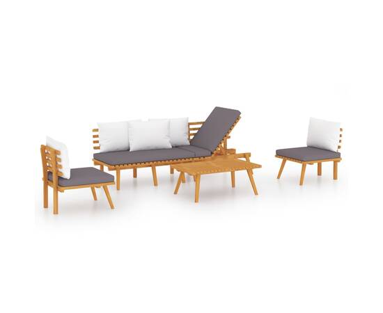 Set mobilier de grădină cu perne, 4 piese, lemn masiv acacia, 2 image
