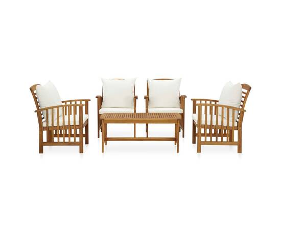 Set mobilier de grădină cu perne, 5 piese, lemn masiv de acacia, 2 image