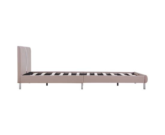Cadru de pat, cappuccino, 140 x 200 cm, piele ecologică, 4 image