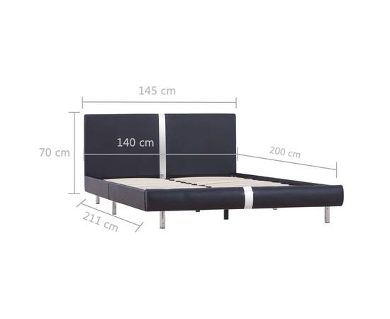 Cadru de pat, negru, 140 x 200 cm, piele ecologică, 6 image