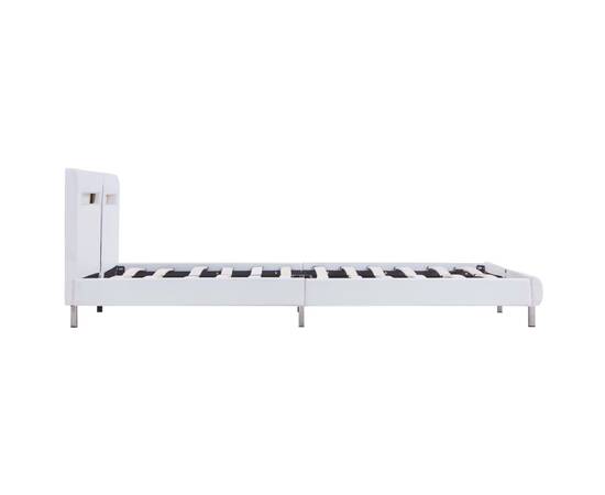 Cadru de pat cu led, alb, 180 x 200 cm, piele artificială, 5 image