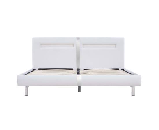 Cadru de pat cu led, alb, 180 x 200 cm, piele artificială, 4 image