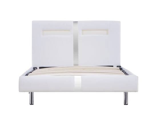 Cadru de pat cu led, alb, 90 x 200 cm, piele artificială, 4 image