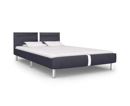 Cadru de pat cu led, negru, 140 x 200 cm, piele artificială, 2 image