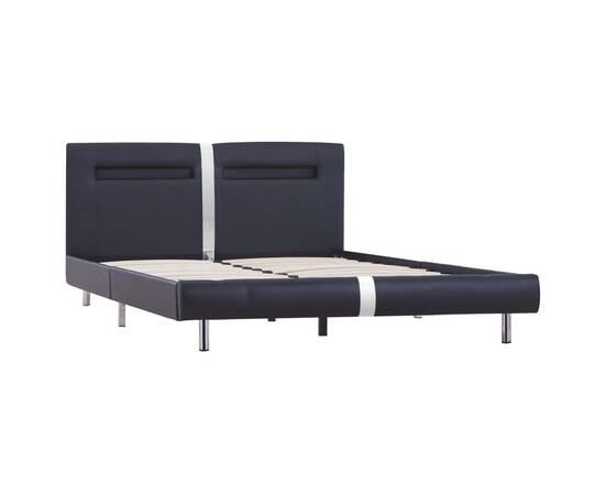 Cadru de pat cu led, negru, 140 x 200 cm, piele artificială, 3 image