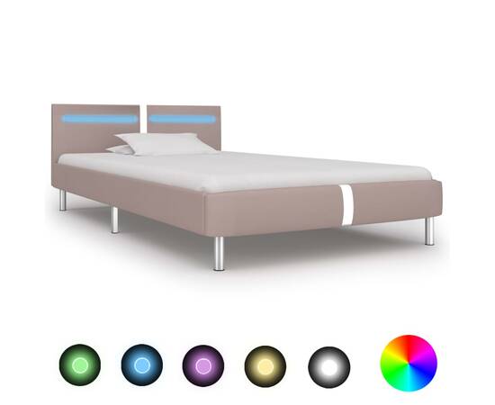 Cadru pat cu led, cappuccino, 90x200 cm, piele artificială