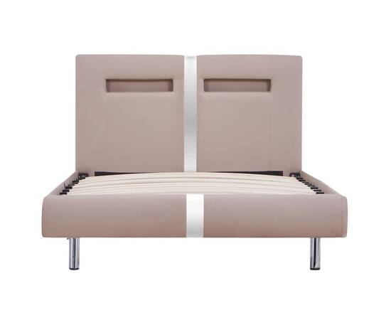 Cadru pat cu led, cappuccino, 90x200 cm, piele artificială, 4 image