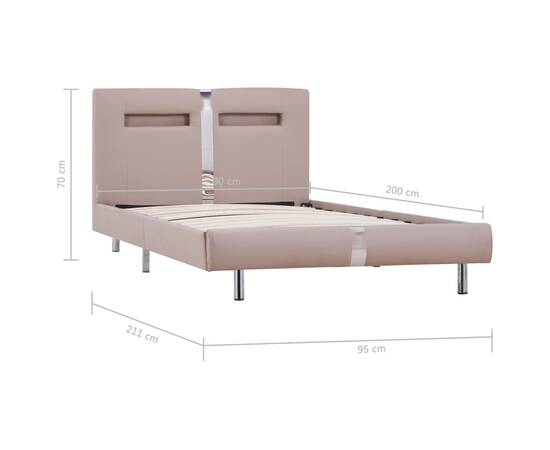 Cadru pat cu led, cappuccino, 90x200 cm, piele artificială, 8 image