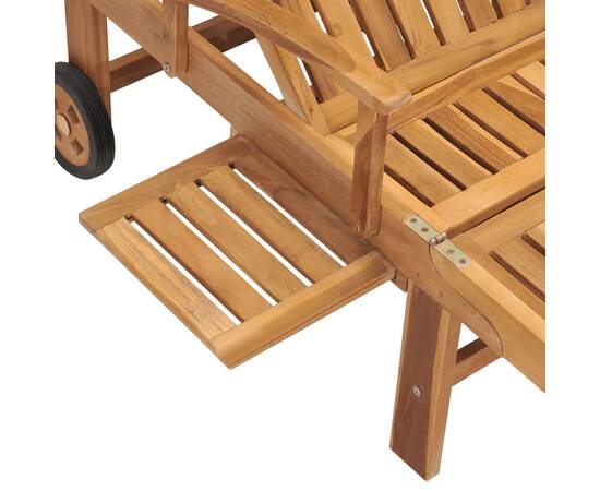 Șezlong cu masă, lemn masiv de tec, 7 image