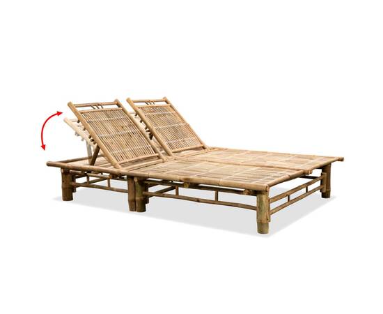 Șezlong de plajă pentru 2 persoane, bambus, 4 image