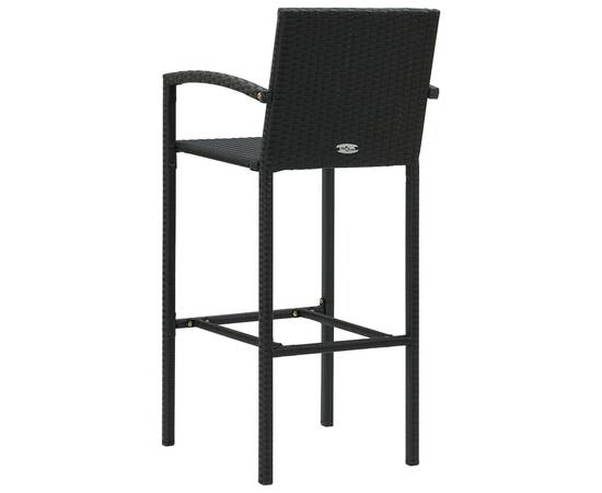 Set de bar de exterior cu cotieră, 3 piese, negru, poliratan, 7 image